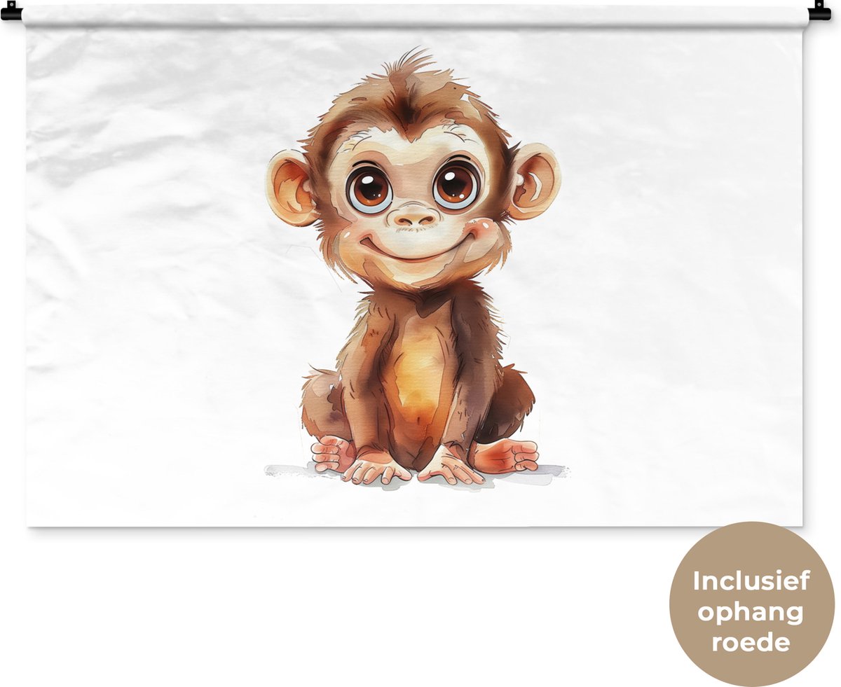 Wandkleed 150x100 cm - Wanddoek Aap - Baby - Jungle dieren - Wandtapijt - Wandkleden