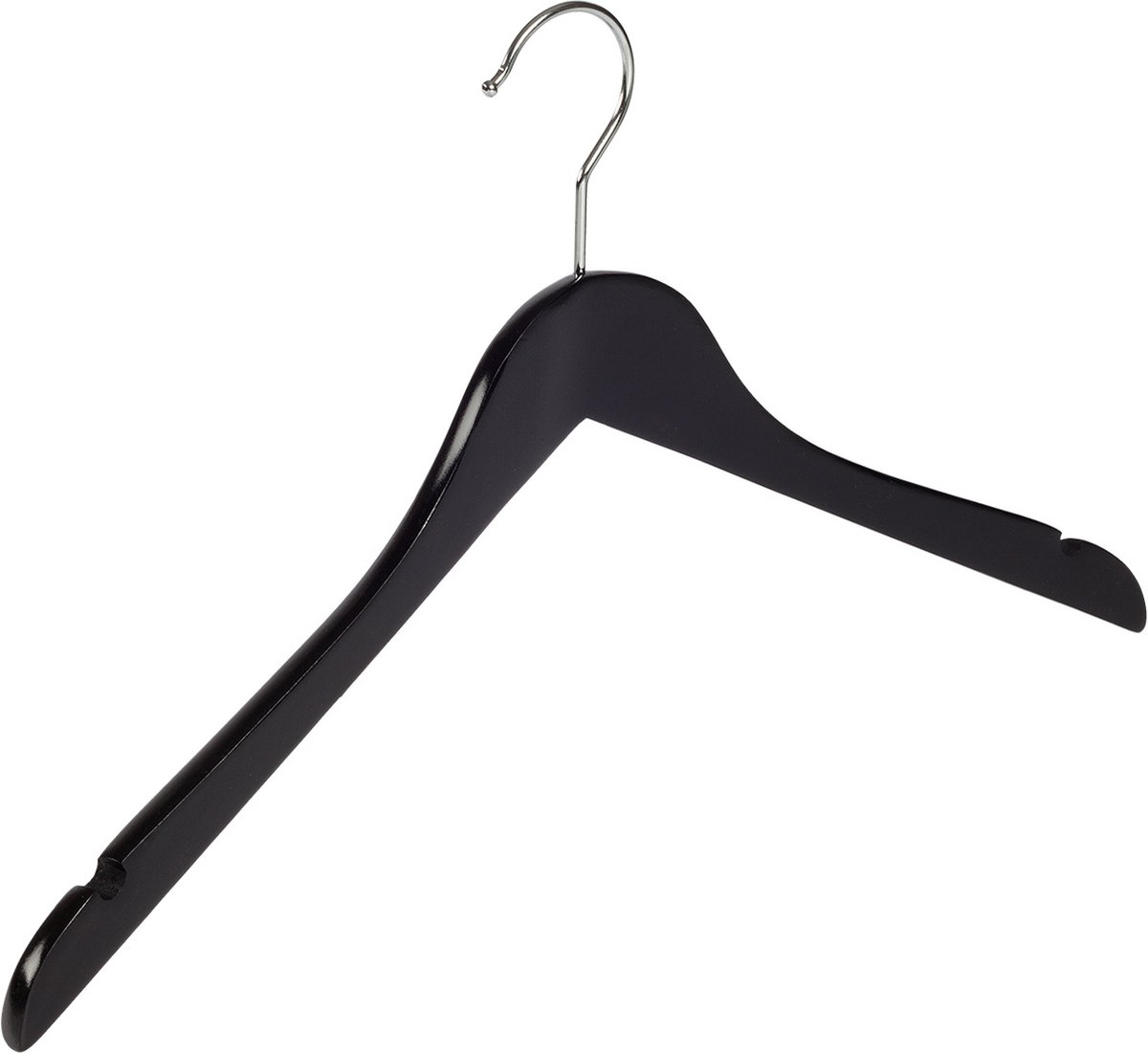 De Kledinghanger Gigant - Kledinghanger - Volwassenen - 7101BA - 50 Stuks - Blousehanger - Shirthanger - Lotushout - Zwart Gelakt - Geknikt Model - Rokinkepingen - 44 cm - Kleerhanger (7101BA_00/50)