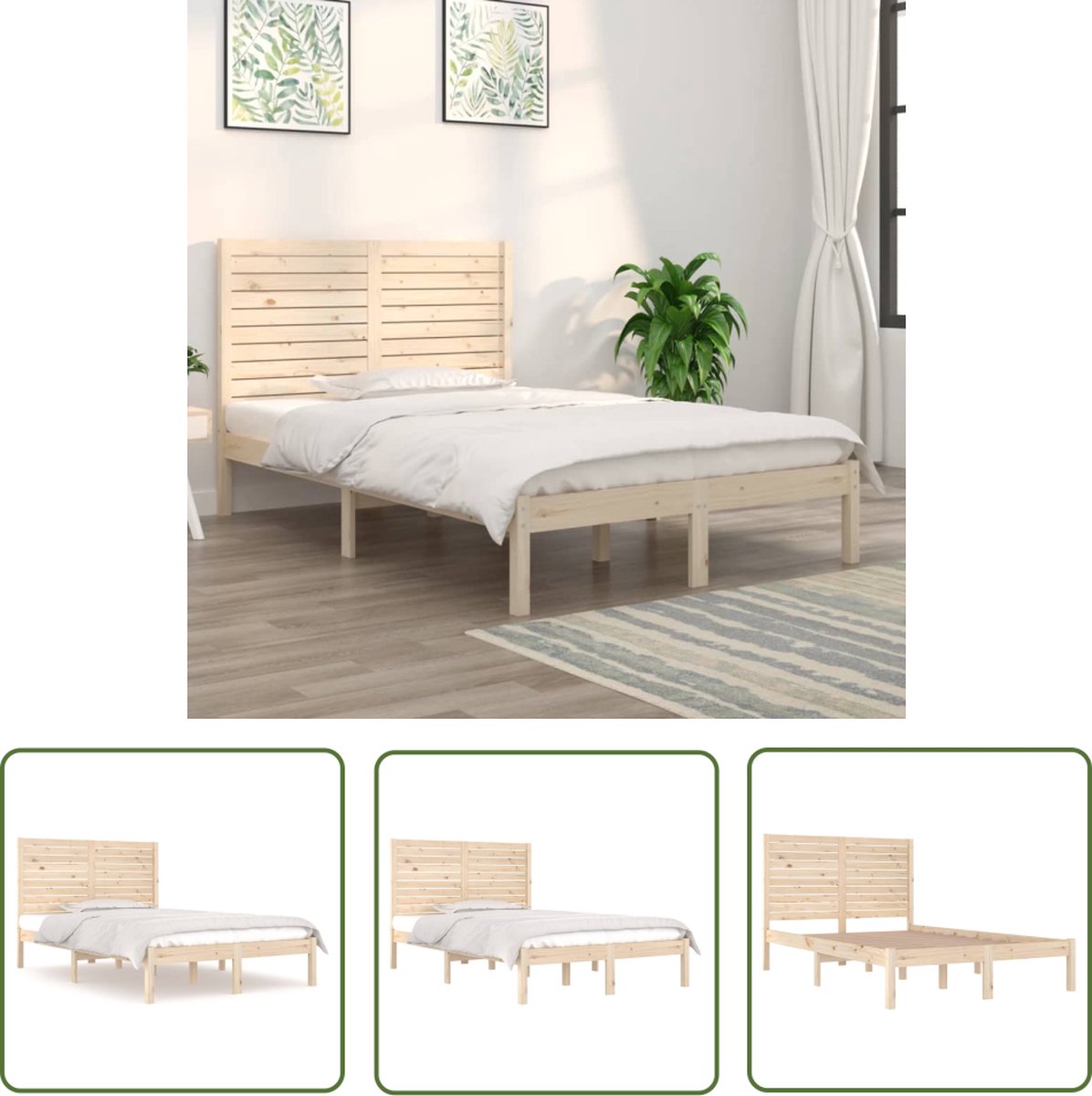 The Living Store Bed The Living Store Massief Grenen 135x190 cm - Tijdloos Ontwerp