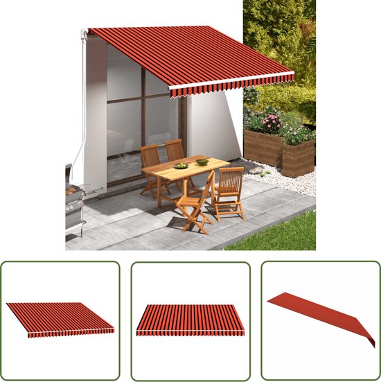 Toile d'ombrage The Living Store - 380 x 295 cm - Oranje et marron - Polyester avec revêtement PU