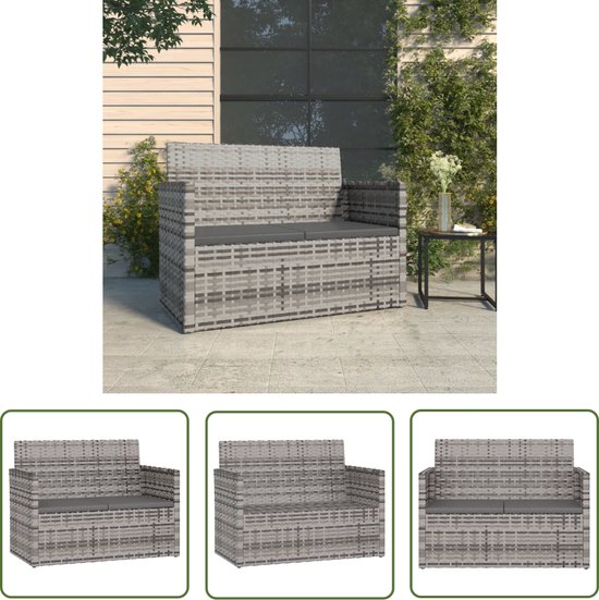 The Living Store Banc de jardin Allibert - Grijs - 105 x 56 x 75 cm - Rotin PE et acier thermolaqué
