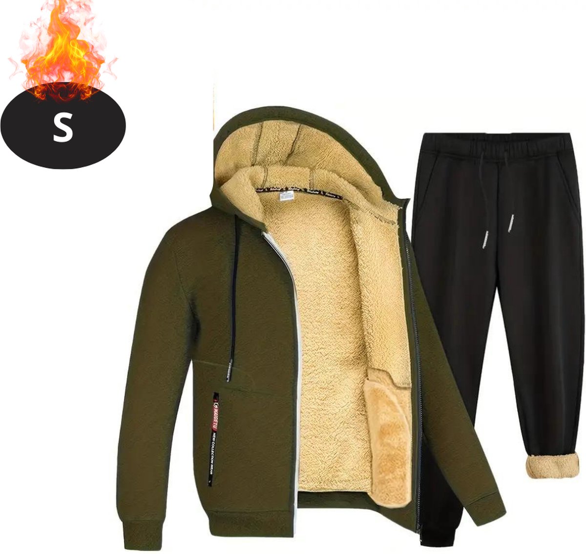 Bovista Thermokleding Heren – Thermobroek – Thermoset Fleece – Met Capuchon – Thermolegging – Winter – Thermojack – Legergroen – S Bovista Thermokleding Heren – Thermobroek – Thermoset Fleece – Met Capuchon – Thermolegging – Winter – Thermojack – Legergroen – S