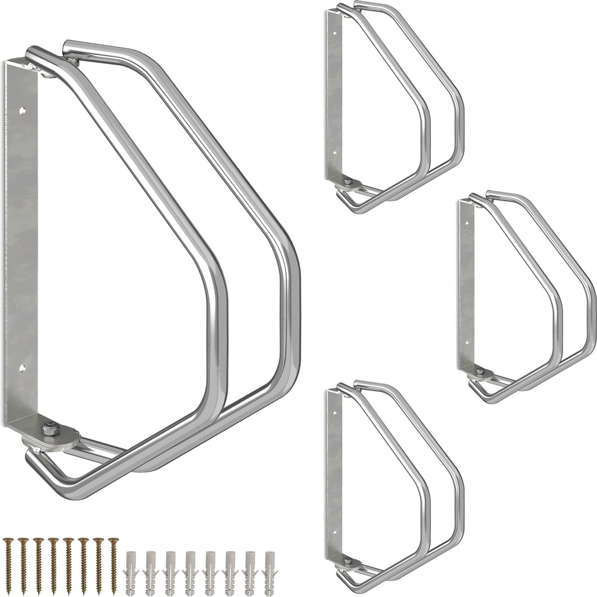 fietsenrek muur - set van 4 - staal - 180 graden draaibaar - max. breedte banden: 5,5 cm