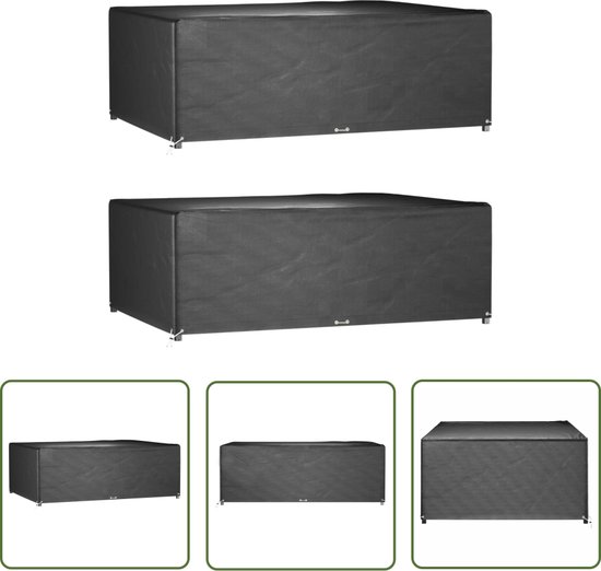 vidaXL Housses de meubles de jardin - Zwart - 270 x 180 x 90 cm - PE - Aluminium - Résistant à Water et aux UV - Set de 2 - Housse pour meubles de jardin