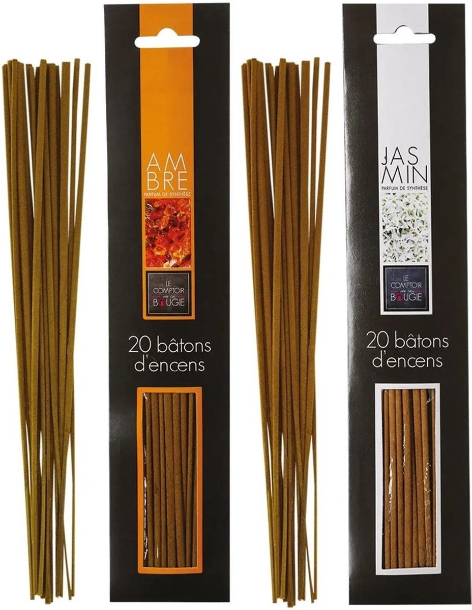 Atmosphera Wierook stokjes - set van 2 geuren - Amber en Jasmijn - 25 cm - Ontspanning Wit