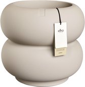 Elho Amber Roll Low 43 - Bloempot voor Binnen & Buiten - 100% Gerecycled Plastic - Ø 43 x H 40 cm - Balanced beige