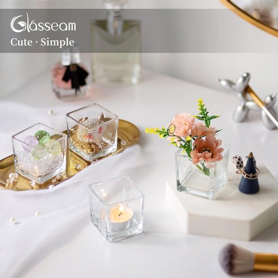 Luxe Kaarshouders Kristal Helder Set Van 2 Excl Eicholtz Waxinelichthouders | Noenoes Decoraties