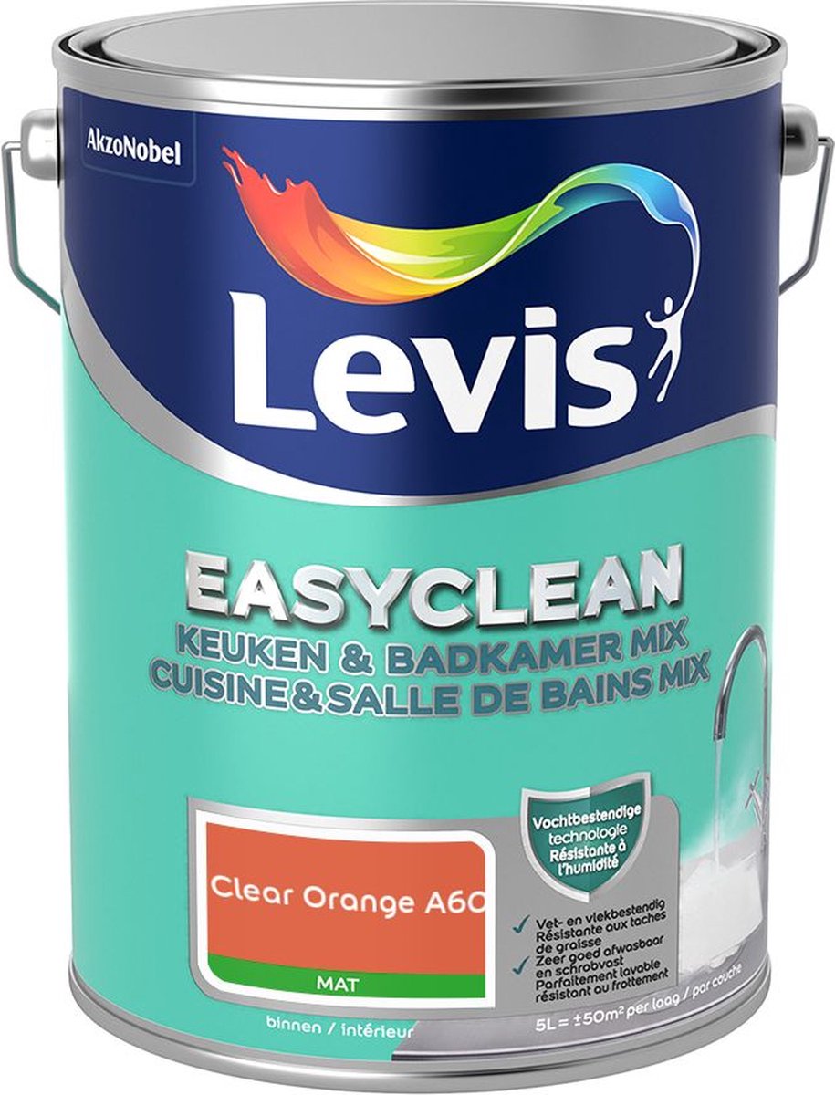 Levis - Easyclean Keuken & Badkamer Mix - Clear Orange A60 - Mengverf - 5 L
