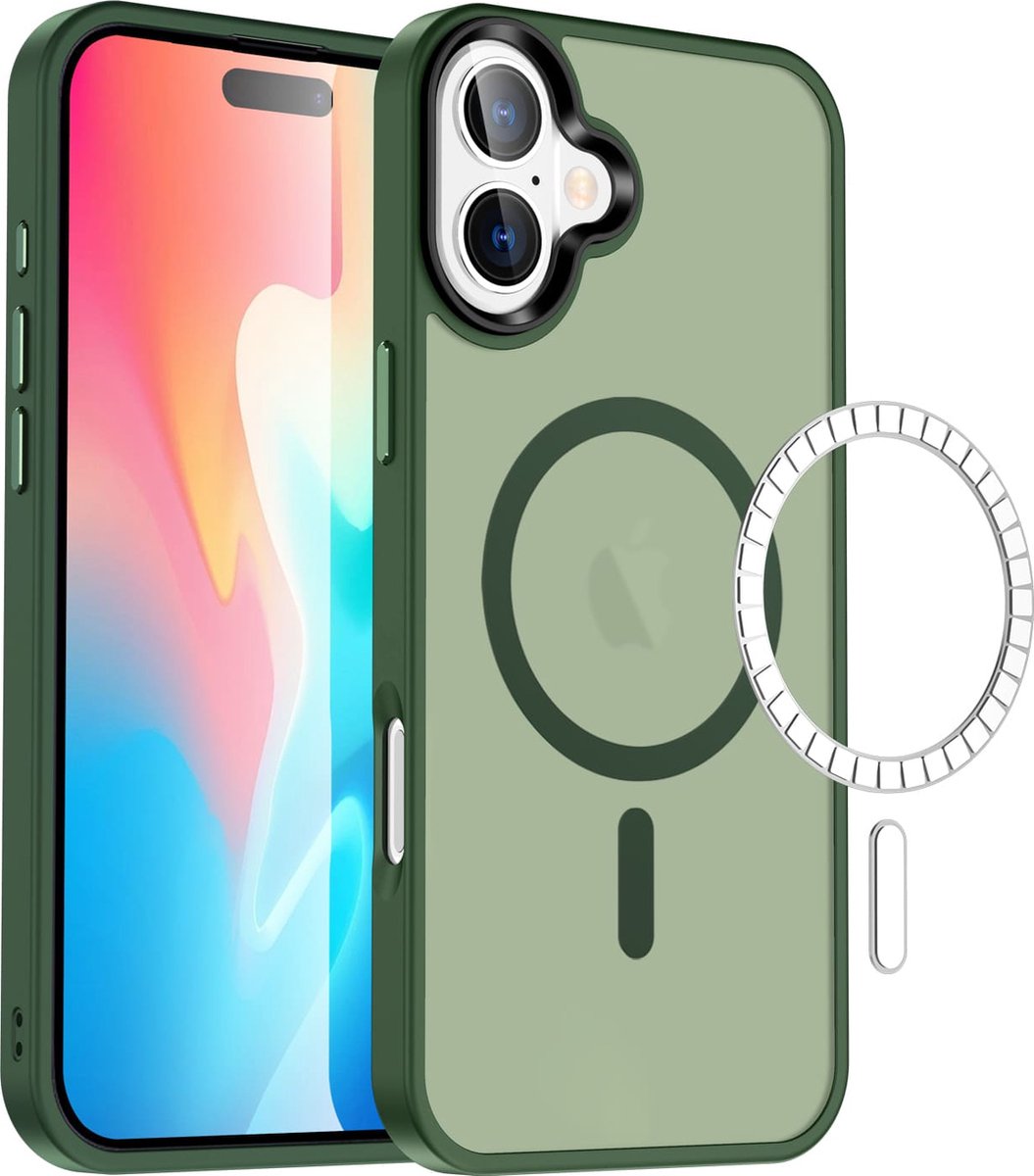 Casify Matte Hoesje geschikt voor MagSafe iPhone 16 Hoesje - Mat Donkergroen