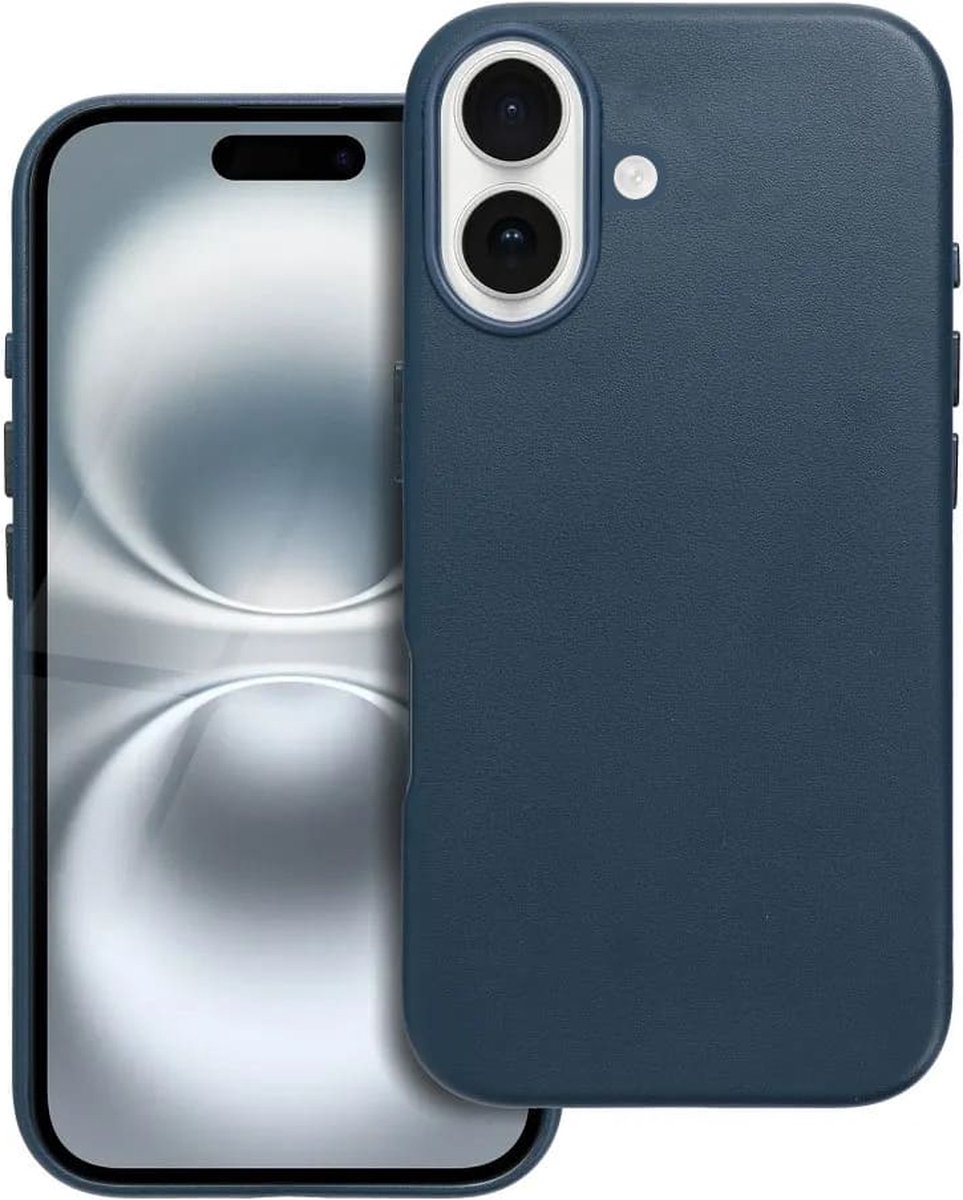 Casify Leren Hoesje geschikt voor MagSafe iPhone 16 Plus Hoesje - Donkerblauw