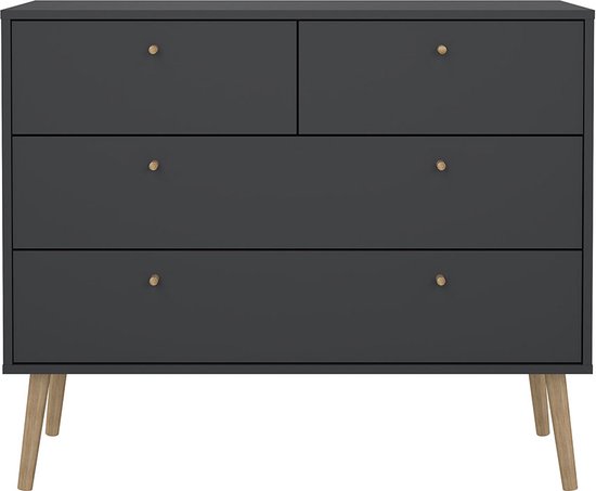 Commode Bodo 4 tiroirs gris mat.