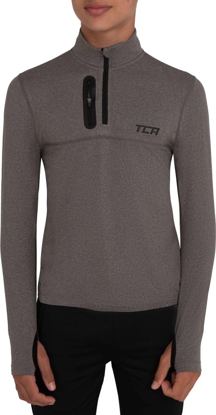 Foto: Tca functioneel shirt voor jongens met lange mouwen fusion pro quickdry shirt met lange mouwen ademend wandelshirt loopshirt met ritssluiting outdoor longsleeve sport trui grau grijs 6 8 jaar