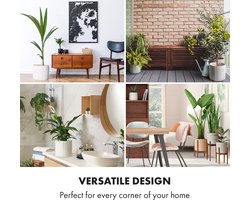 Fox & Fern Bloempot met stop, Bloempot groot voor binnen/buiten, Sierpot UV- & vorstbestendig, Polystone-bloempotten wit, Bloempot 28,5 cm diameter, Grote plantenpot voor kamerplanten