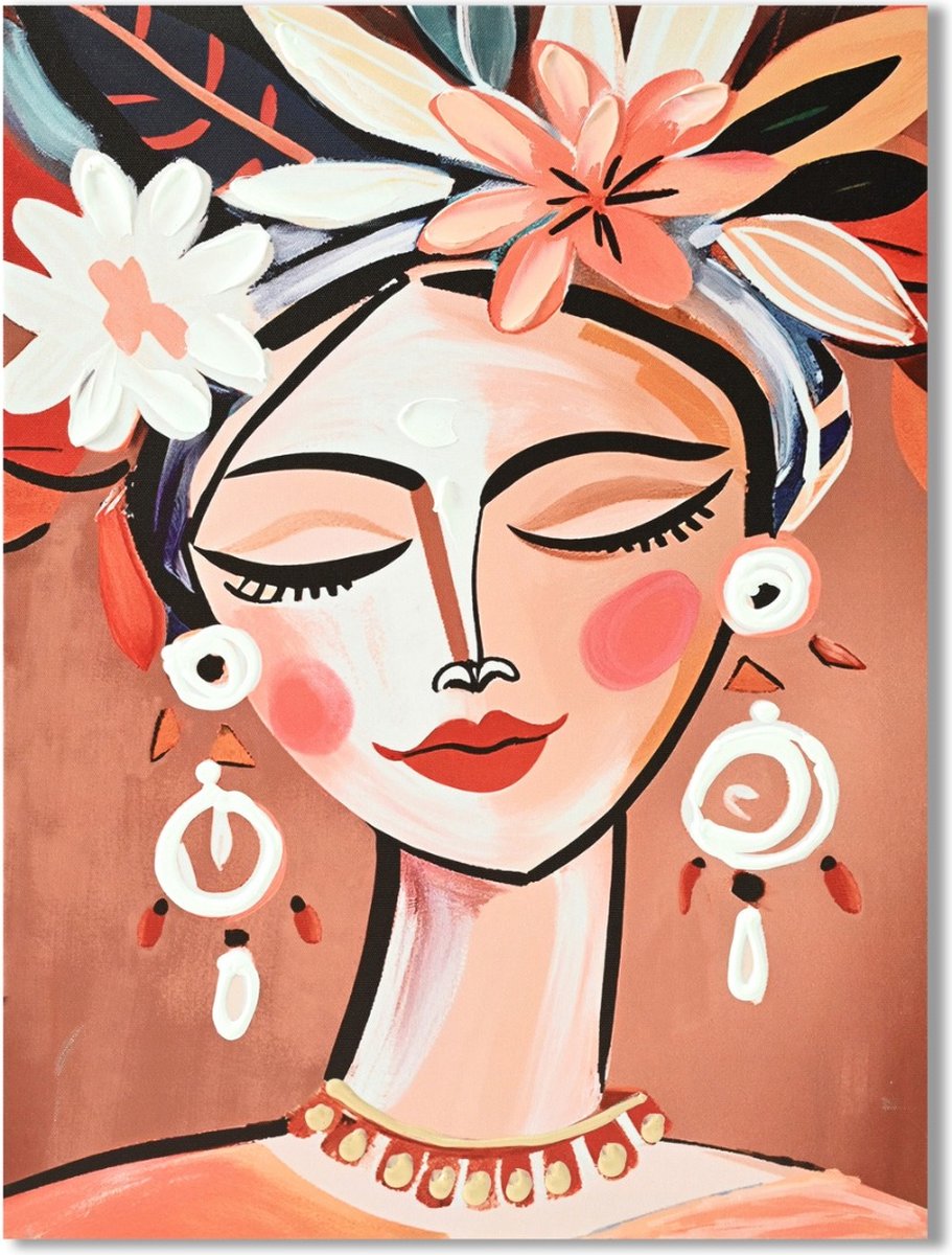 HomeBound by KY | Schilderij vrouw met bloemen | wandpaneel