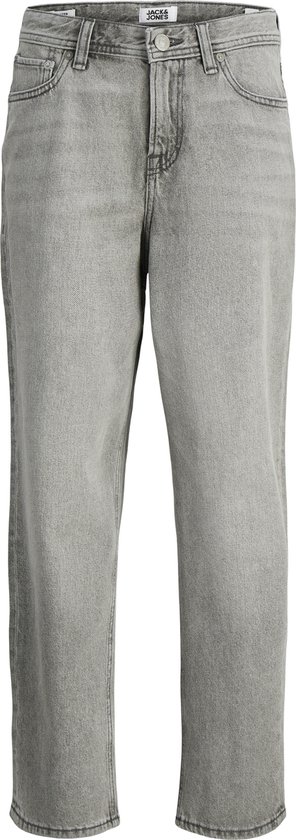Lichtgrijze jongens jeans van Jack & Jones, met rechte pijpen en riemlussen.