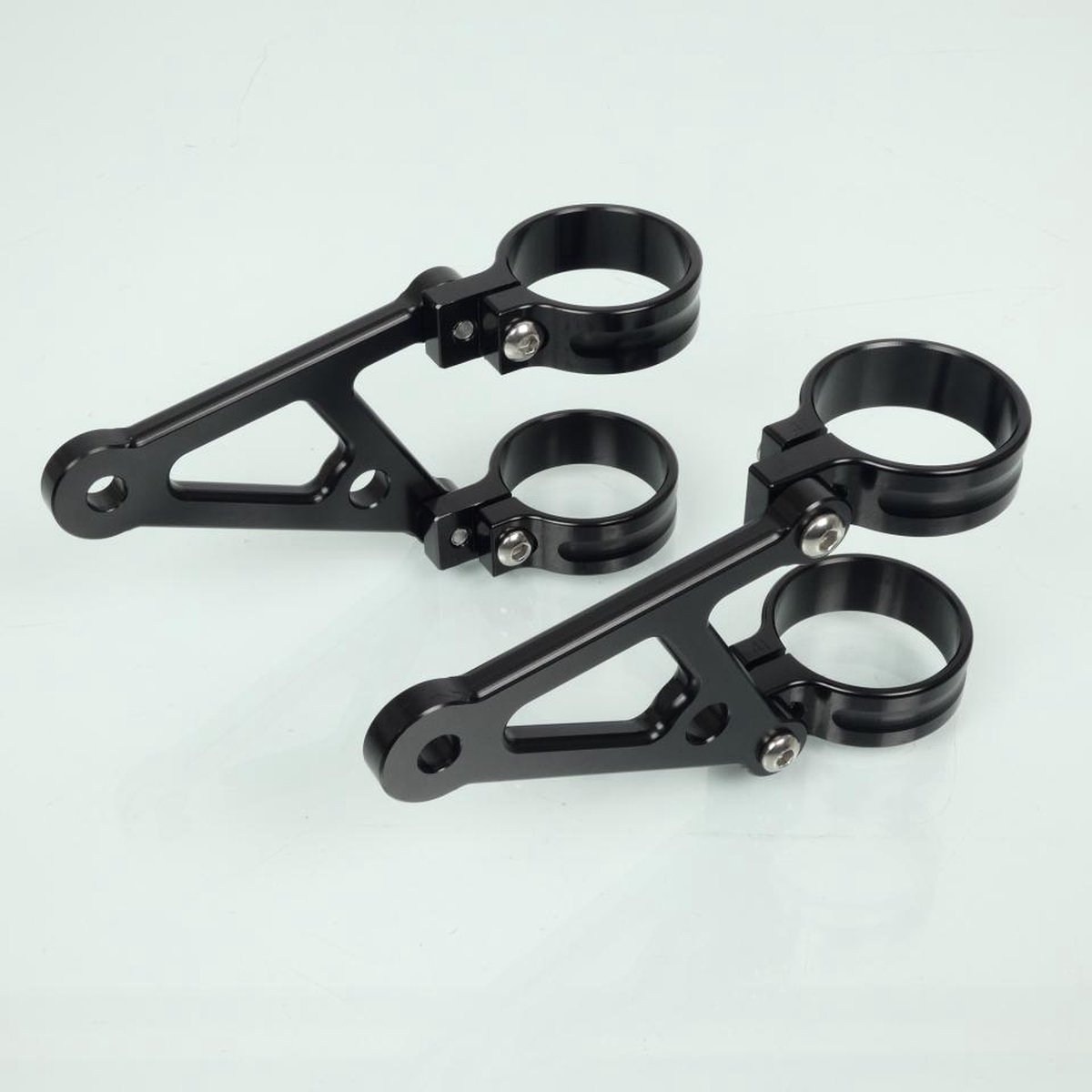 Patte support feu optique BtoB alu noir L 105mm pour moto fourche Ø41mm Neuf