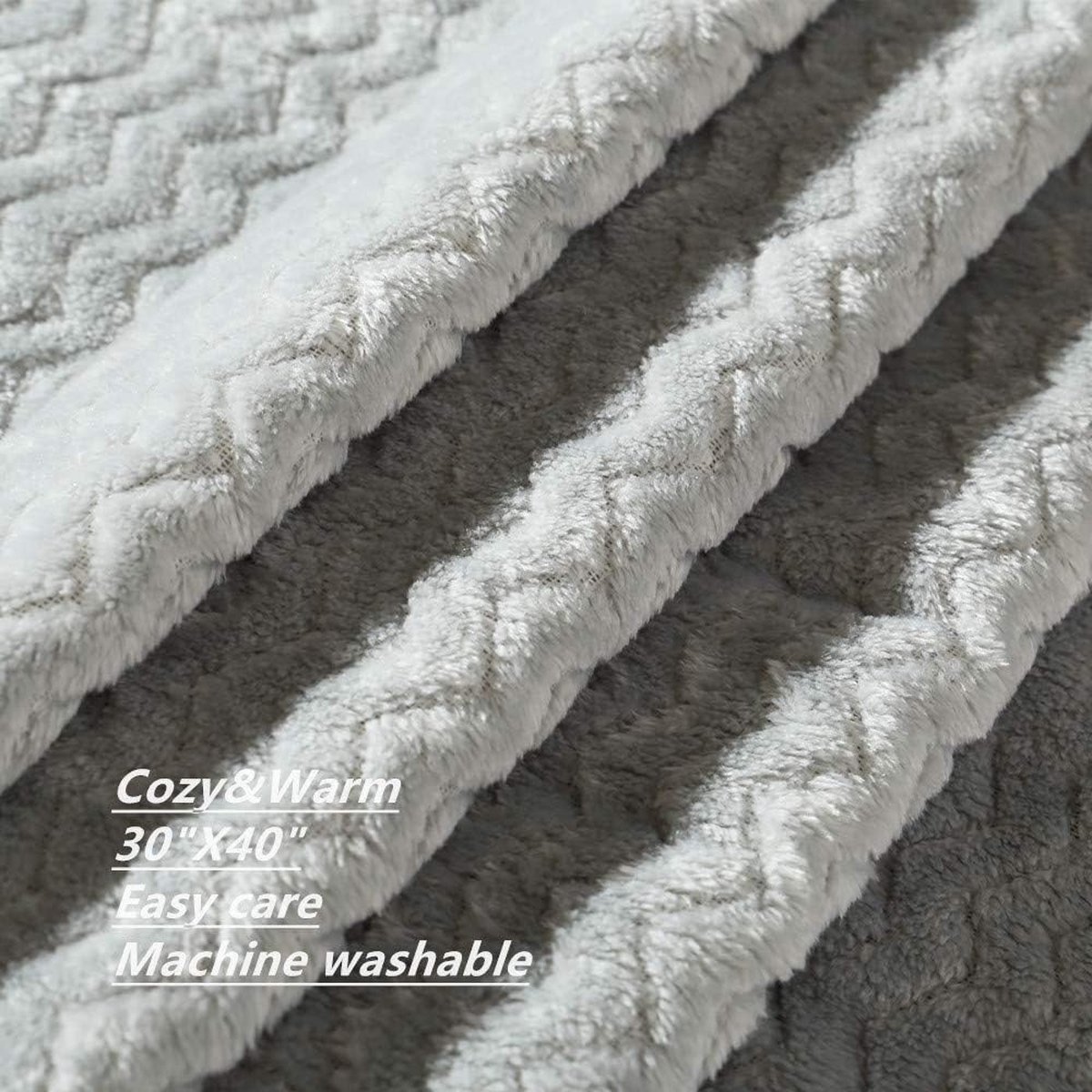 Image of 75x100cm gezellige pluizige warme fleece babybeddeken voor unisex baby peuter wieg kinderwagen (golf grijs)