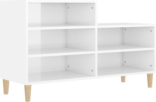 vidaXL Meuble à chaussures Wit brillant 102x36x60 cm Meuble à chaussures - Étagère à chaussures - Espace de rangement - Rangement pour vêtements - Décoration de salon - Meuble d'entrée - Armoires design - Type de bois - Wit