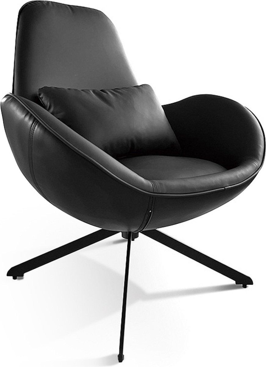 OHNO - Sorrento Lounge Stoel - Zwart - Leatherlook - Zachte Zitting