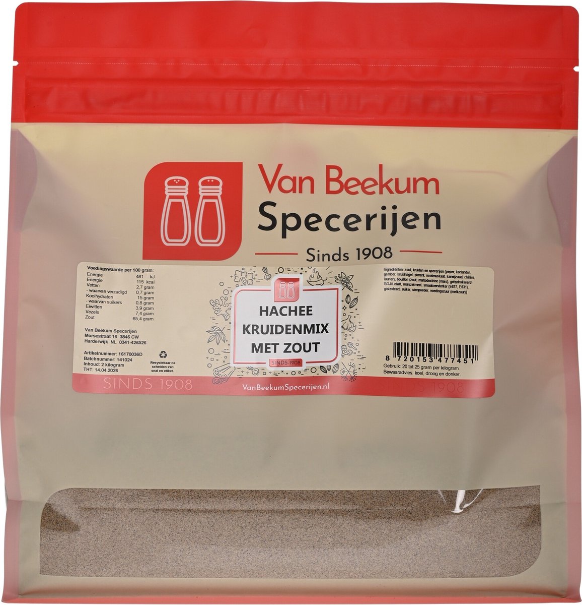 Van Beekum Specerijen - Hachee Kruidenmix Met Zout - 2 KG (hersluitbare stazak)