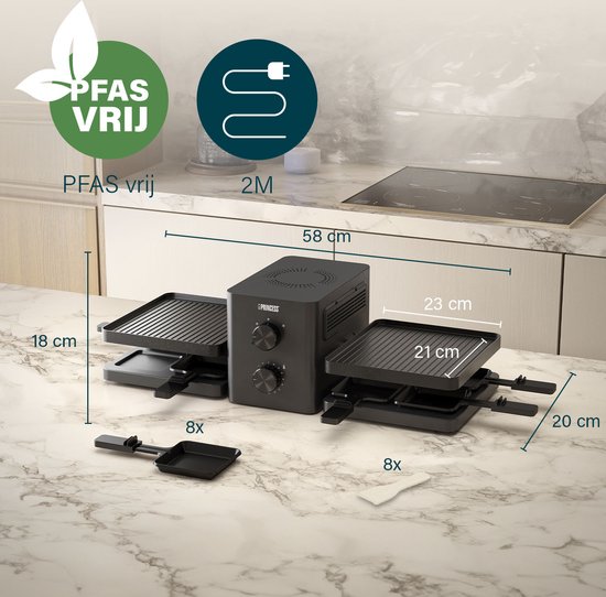 Princess 162660 Raclette Purify - 8 personen - Met ingebouwde afzuiging - 1500 W - regelbare thermostaat - 2 meter snoer - vaatwasmachinebestendig van Princess — afbeelding 5
