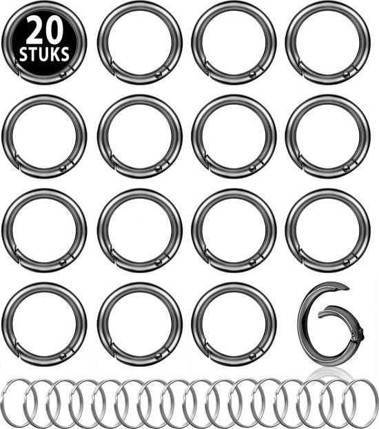 Lot De 6 Mousquetons Ronds 26mm En Alliage De Zinc - À Ressort, Ouverture Facile - Pour Sacs, Porte-clés, Artisanat, Randonnée - 7