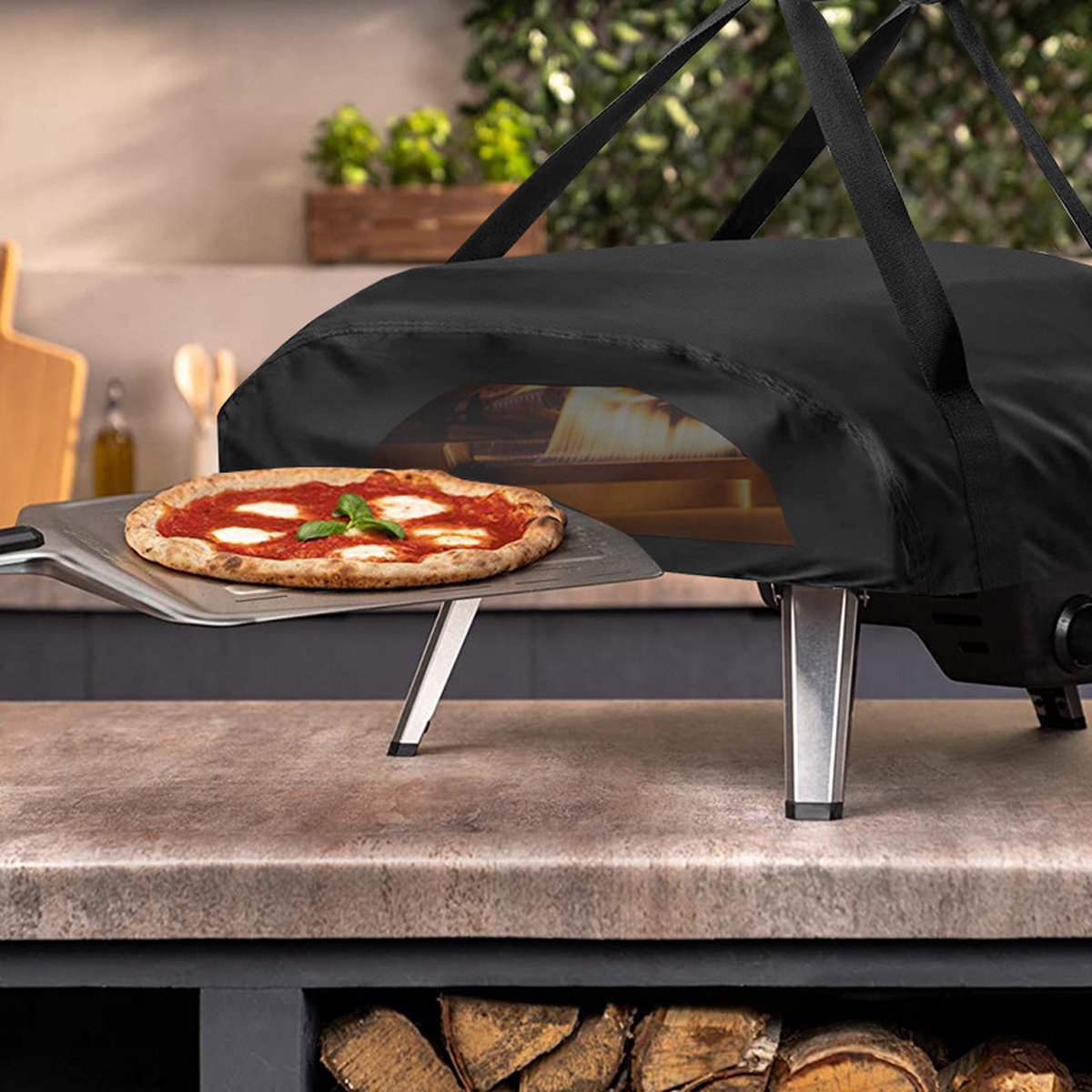 Pizzaoven Beschermhoes - Pizzaoven hoes voor Ooni Koda 12 - waterdichte gas pizzaoven beschermhoes - draagbaar accessoire voor pizzaoven voor buiten - 63x41x16 cm - Zwart – foto 5