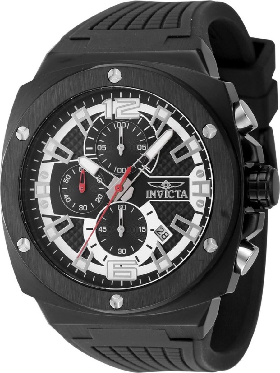 Invicta Racing 48164 Heren Horloge - Waterdicht - Analoog - Quartz Uurwerk - Roestvrij Staal met zwarte Wijzerplaat - 47mm