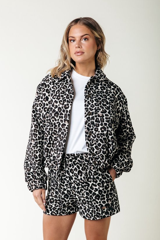 Colourful Rebel Bente Leopard Jacquard Bomber Jacket L/XL