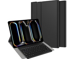 Cazy tablet Hoes met Toetsenbord geschikt voor iPad Pro 13 (2025 / 2024) M5 / M4 - AZERTY Bluetooth Keyboard Case - Zwart
