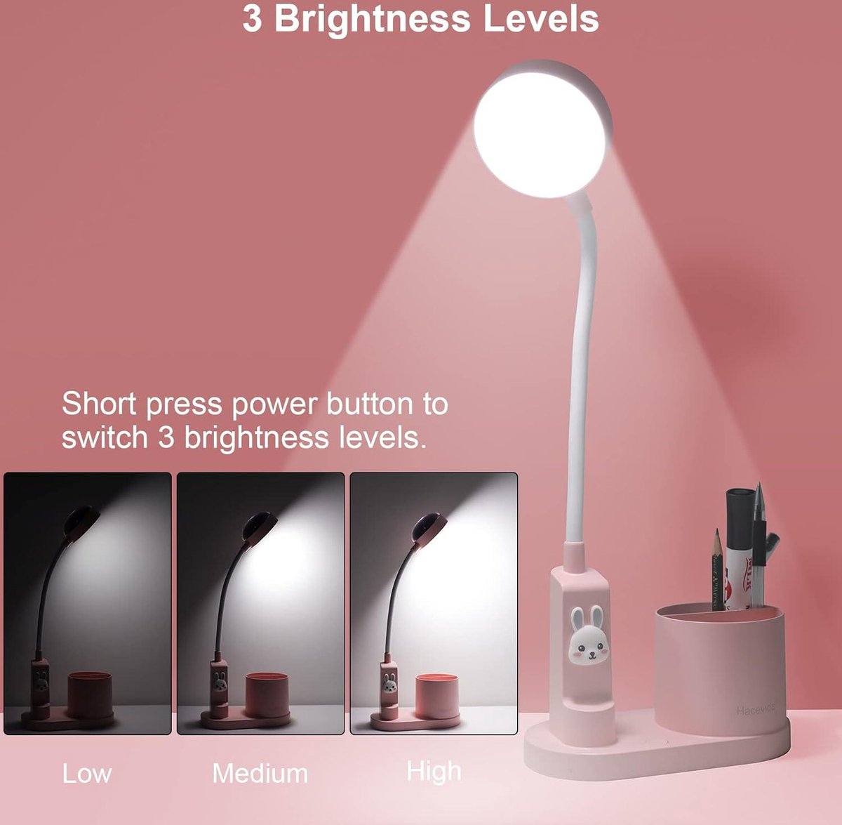 Mrs. Jones Led-bureaulamp voor kinderen tafellamp oplaadbare batterij 2000 mAh met penhouder en sterprojectie draadloze led-bureaulamp voor studio werk met dimfunctie slittepje LED-verlichting . — cadeau in Wonen & Interieur - foto 4