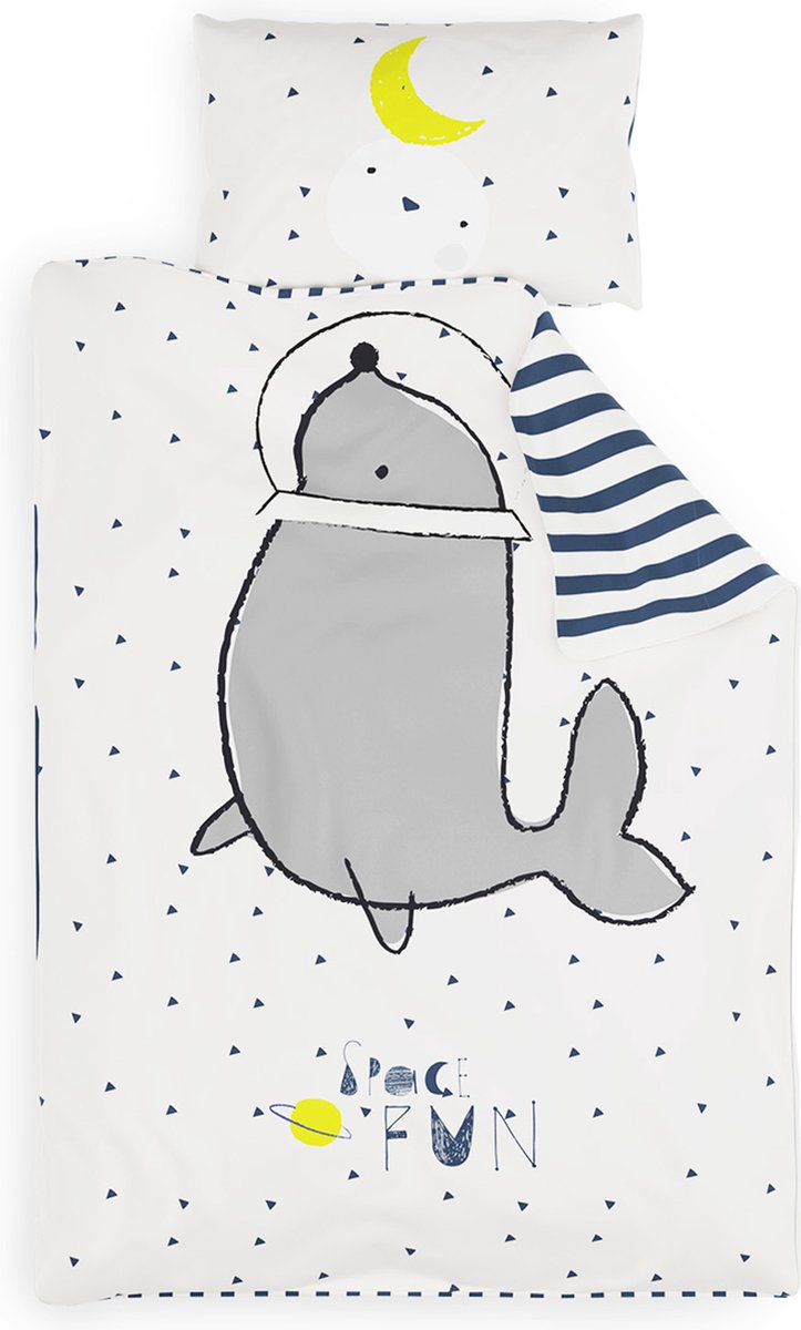 Sleepwise Kinderbeddengoed 140x200 cm, OEKO-TEX Gecertificeerd, 2-delige Kinder Beddengoedset met Kussensloop 65x65 cm, Extra Zachte Microvezel met Ritssluiting, Space Fun