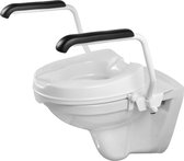 Luxe toiletbeugelset met 5 cm losse verhoger en armleggers 30 cm staal wit
