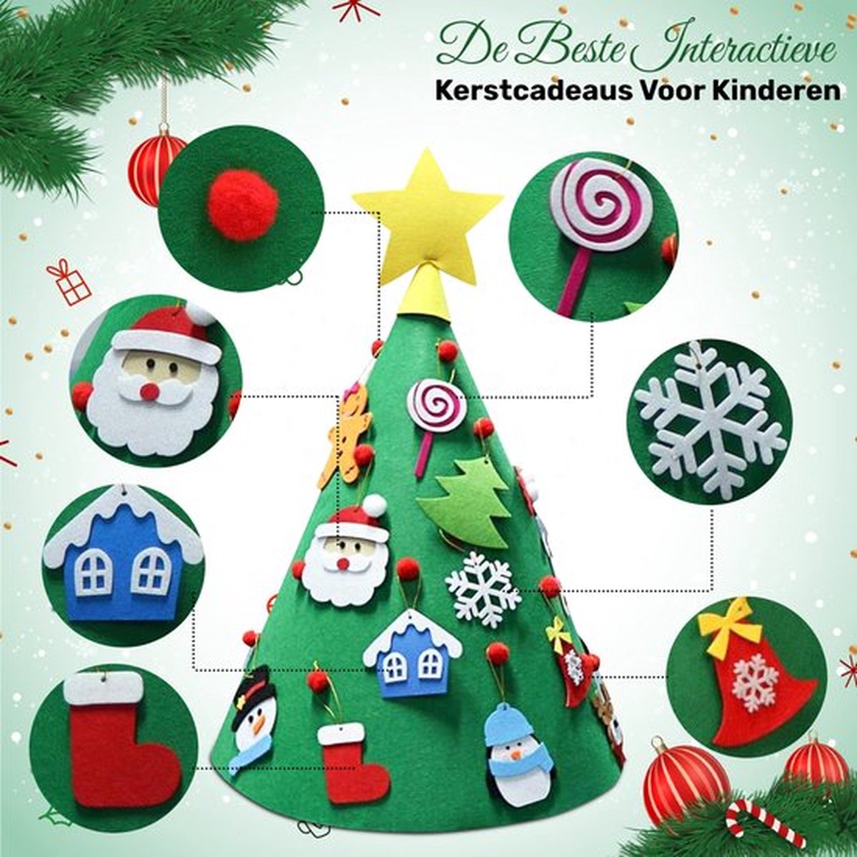 kerstboom voor kinderen, doe-het-zelf vilten kerstboomset, 3.2ft vilten kerstboom voor kerstboom voor kinderen, doe-het-zelf vilten kerstboomset, 3.2ft vilten kerstboom voor