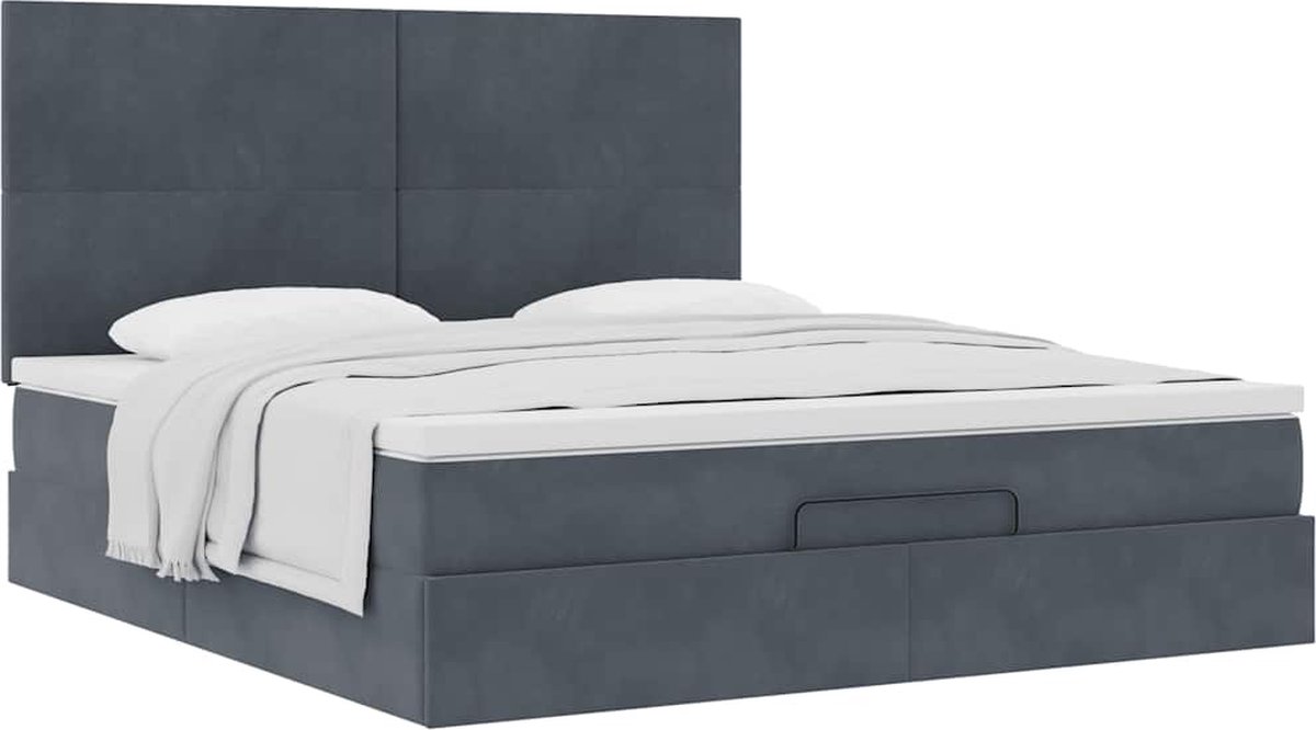 vidaXL - Ottoman - bed - met - matrassen - 180x200cm - fluweel - donkergrijs