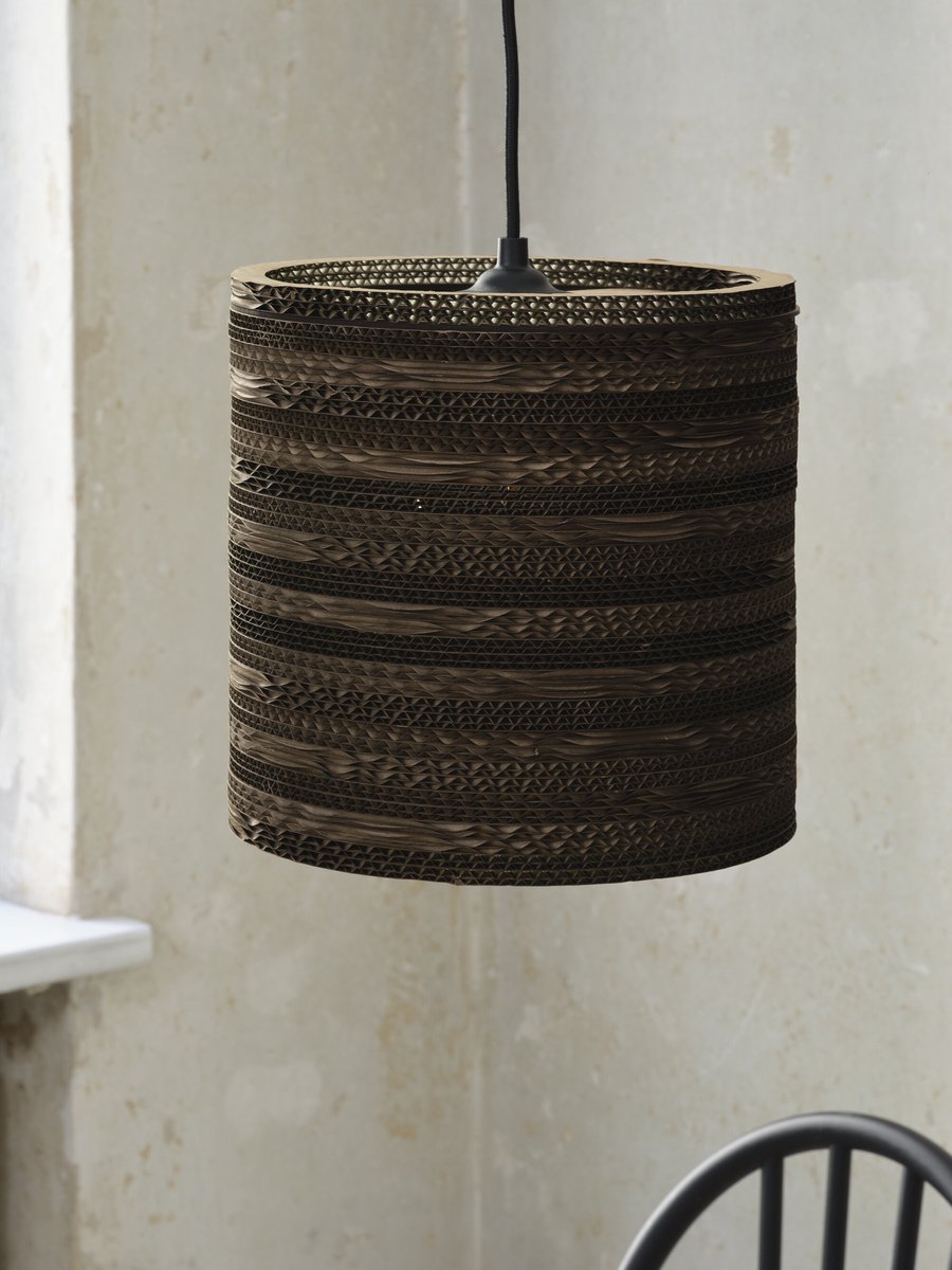 LEDVANCE tafellamp Decor Karton Cilinder bruin van golfkarton, E27, 200 mm diameter, lampenkap van gerecycled materiaal, duurzaam dankzij vervangbare lichtbron, eenvoudig te installeren