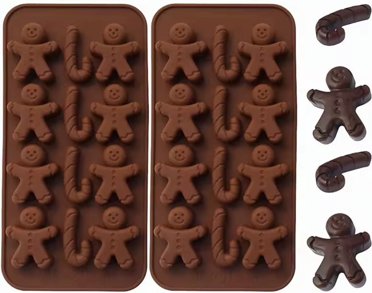 KimDo - Siliconen Sneeuwpop Kerst Mal - 12 vormen - Zuurstok - Rood - Kerstboom - Decoratie - Bakvorm - Chocolade Mallen