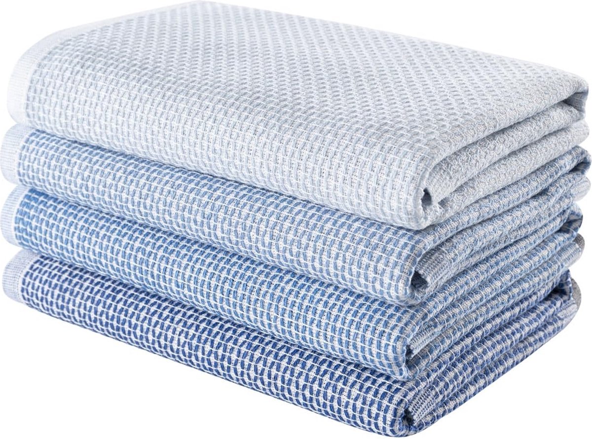 JGS ® Veelzijdige Blauwe Keukendoeken Set van 4 voor Optimale Absorptie en Zacht Gebruik
