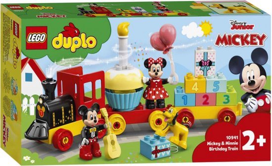 LEGO DUPLO Disney Mickey & Minnie Verjaardagstrein verpakking met afbeelding van de set en Mickey Mouse.