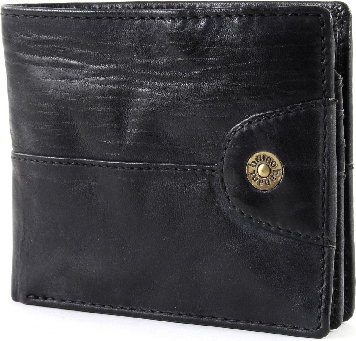 bruno banani Leren Portemonnee Williamsburg Wallet Quer Black Zwart