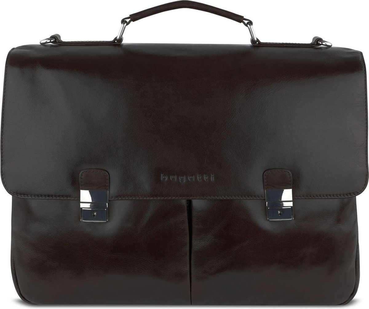 bugatti Leren Afzonderlijke gevallen Laptoptas met laptopvak Romano Briefcase Brown Donkerbruin