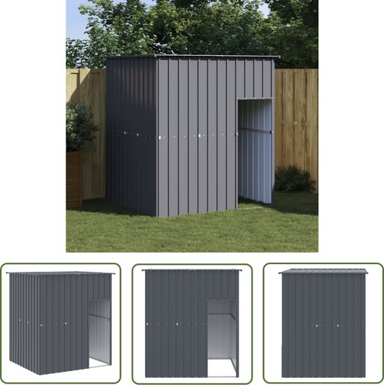 The Living Store Hondenhok met dak 165x153x181 cm gegalvaniseerd staal antraciet - Hondenhok - Hondenverblijf - Honden Kennel - Puppy Huisje - Outdoor Hondenhuis