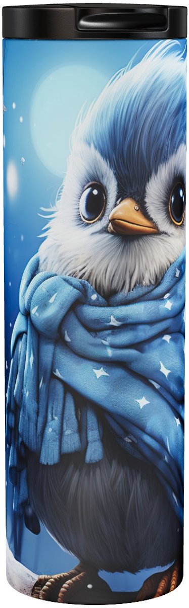 Vogels - Cute Blue Bird Snow - Thermosbeker 500