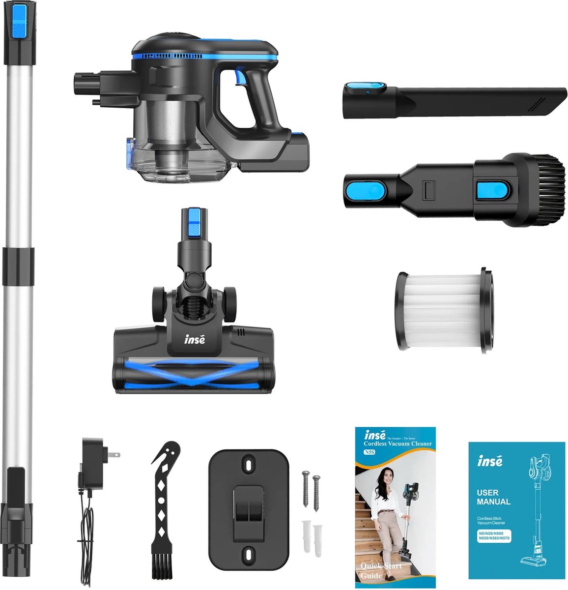 Oplaadbare Steelstofzuiger 6-in-1 Roze met 2200mAh Batterij - afbeelding 2