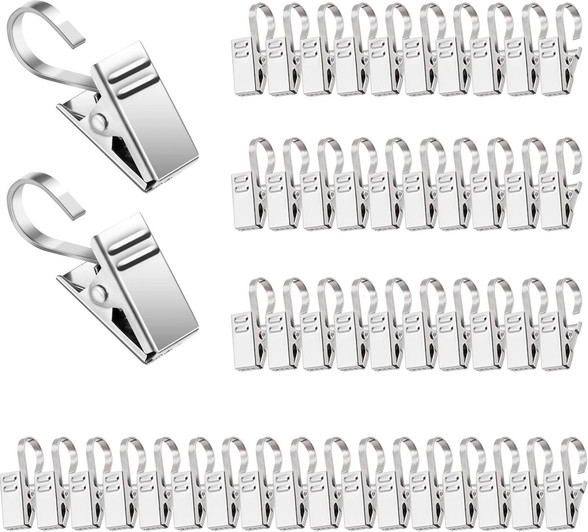 Goedkoopste Goodivery ® Glimmende Metalen Clips voor Gordijnen en Decoratie - 100 Stuks Set met Haken