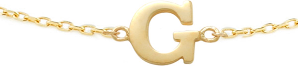 New Bling 9NBG-901G Gouden Armband met Letter G - 6mm - Ankerschakel - 16+1+1cm - Initiaal sieraad - 14 Karaat - Goud