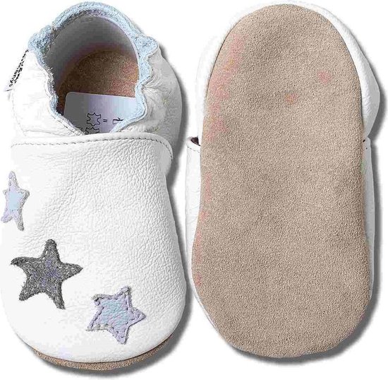 Hobea - chaussures bébé - étoiles grises - blanc