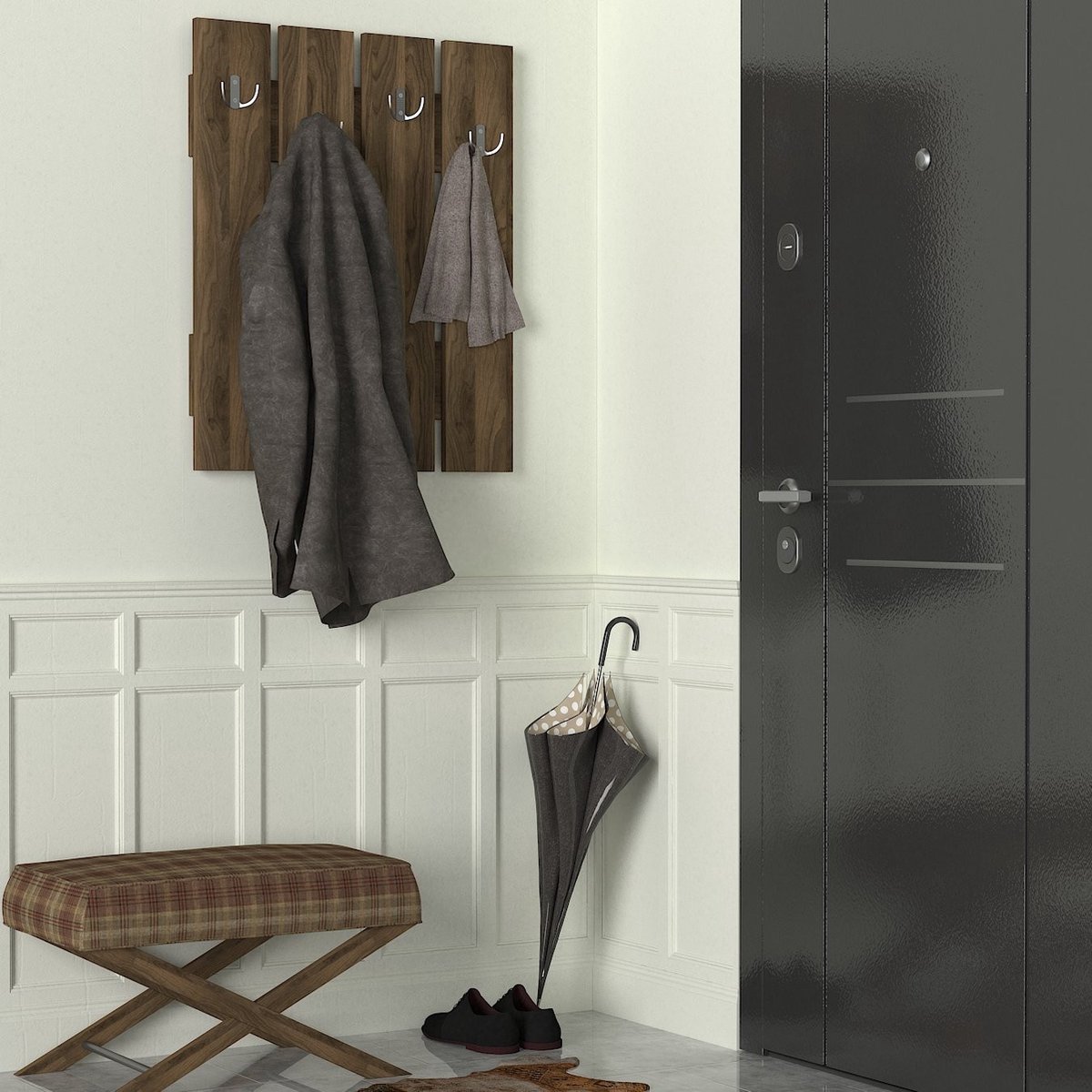 Anita Kapstok | 100% MELAMINE | Walnoot - Emob - Wandkapstokken - Bruin - Melamine; Spaanplaat