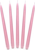 10x stuks Dinerkaarsen licht roze 24 cm - 5 Branduren - Kandelaar kaarsen