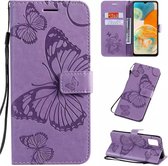 Hoesje Vlinders Paars - Geschikt voor Samsung Galaxy A23 5G / 4G - Portemonnee Book Case - Boekje Met Kaarthouder / Pasjeshouder en Magneetsluiting - Booklet Beschermhoes